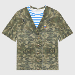 Мужская футболка oversize 3D Комуфляж ВДВ со значком