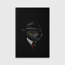 Обложка для паспорта матовая кожа Нуарный кот