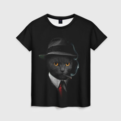 Женская футболка 3D Нуарный кот