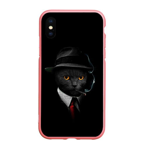 Чехол для iPhone XS Max матовый Нуарный кот, цвет баблгам