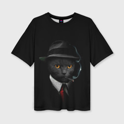 Женская футболка oversize 3D Нуарный кот