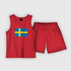Детская пижама с шортами хлопок Швеция Флаг Швеции