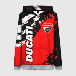 Женская толстовка 3D на молнии Ducati Дукати гранж