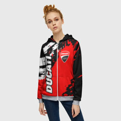 Женская толстовка 3D на молнии Ducati Дукати гранж - фото 2