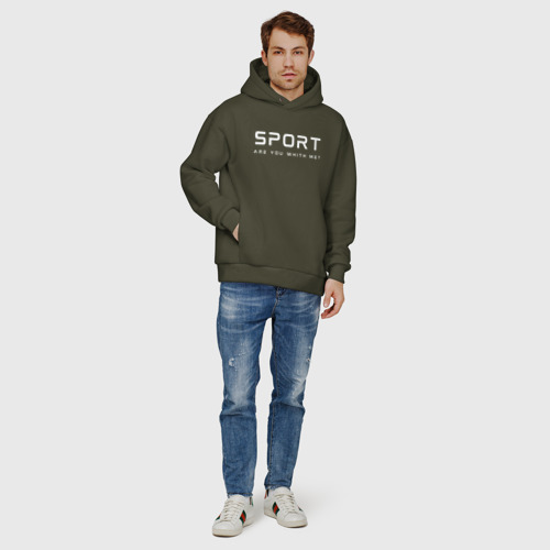 Мужское худи Oversize хлопок Sport, цвет хаки - фото 6