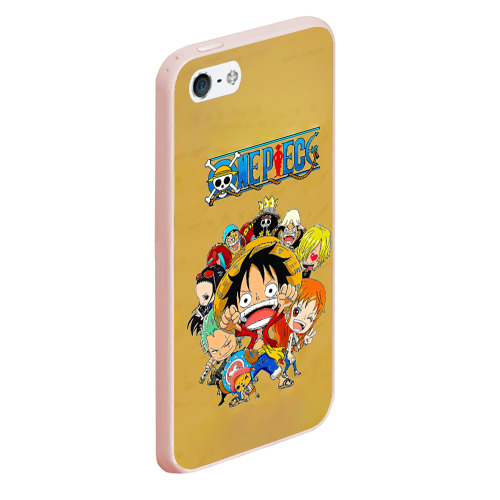 Чехол для iPhone 5/5S матовый Персонажи One Piece. Большой куш, цвет светло-розовый - фото 3