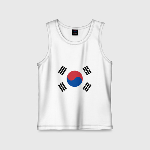 Детская майка хлопок Корея Корейский флаг, цвет белый
