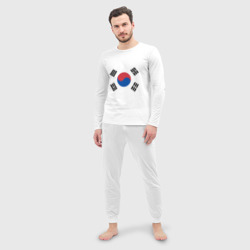 Мужская пижама с лонгсливом хлопок Корея Корейский флаг - фото 2