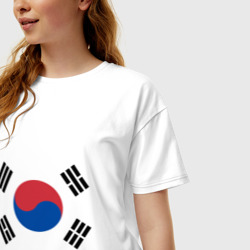 Женская футболка хлопок Oversize Корея Корейский флаг - фото 2