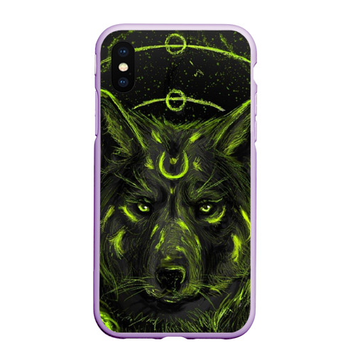 Чехол для iPhone XS Max матовый с принтом Эзотерический Волк, вид спереди #2
