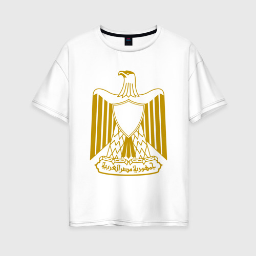 Женская футболка из хлопка оверсайз с принтом Египет Египетский герб, вид спереди №1