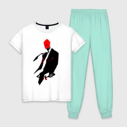 Женская пижама с белой футболкой хлопок Дорохэдоро Син