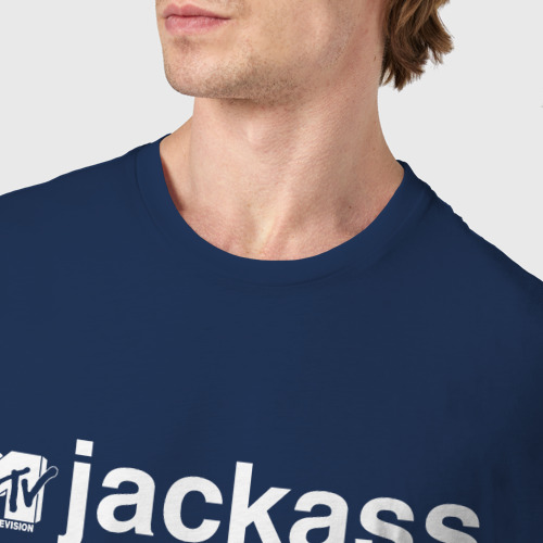 Мужская футболка хлопок Jackass (лого на спине), цвет темно-синий - фото 6