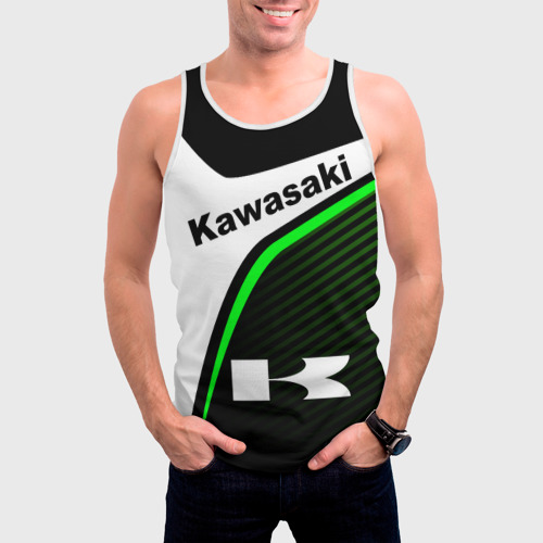 Мужская майка 3D Kawasaki Кавасаки sport, цвет 3D печать - фото 3