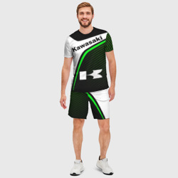 Мужской костюм с шортами 3D Kawasaki Кавасаки sport - фото 2