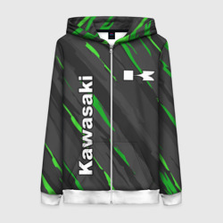 Женская толстовка 3D на молнии Kawasaki Кавасаки sport