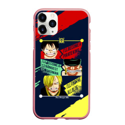 Чехол для iPhone 11 Pro Max матовый Луффи, Зоро и Санджи One Piece