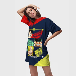 Платье-футболка 3D Луффи, Зоро и Санджи One Piece - фото 2