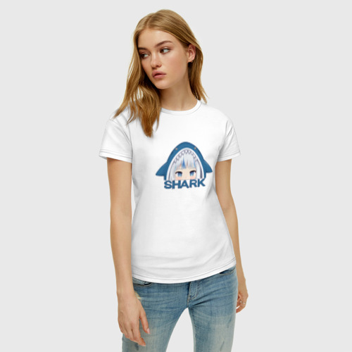 Женская футболка хлопок с принтом Гура Акула, фото на моделе #1