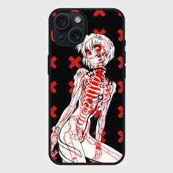 Чехол силиконовый для Apple iPhone 15 матовый Ева 00 Аянами Рей в X Ray