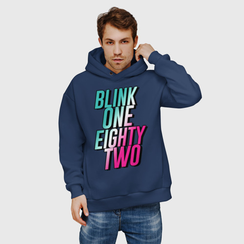 Мужское худи Oversize хлопок Blink 182, цвет темно-синий - фото 3