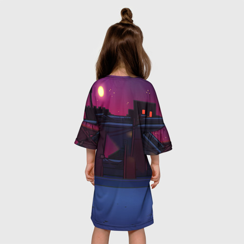 Детское платье 3D с принтом FNF Скид и Памп, вид сзади #2