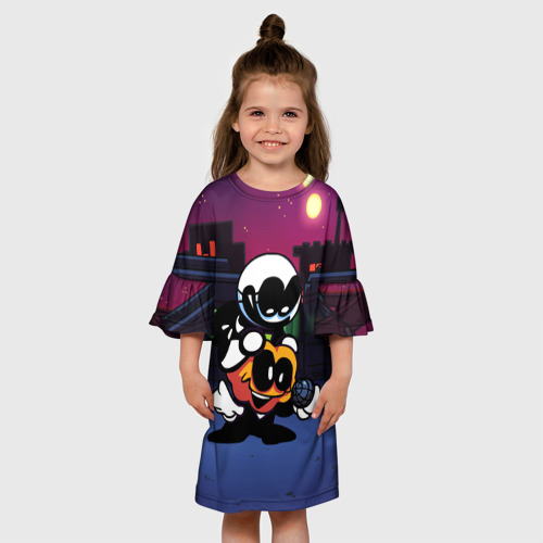 Детское платье 3D с принтом FNF Скид и Памп, вид сбоку #3