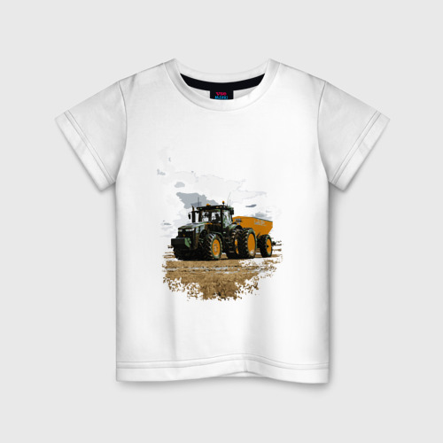 Детская футболка из хлопка с принтом Трактор - я Джон Дир!, вид спереди №1