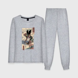 Женская пижама с лонгсливом хлопок Евангелион древняя гравюра