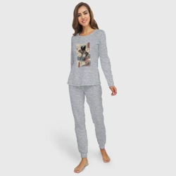 Женская пижама с лонгсливом хлопок Евангелион древняя гравюра - фото 2