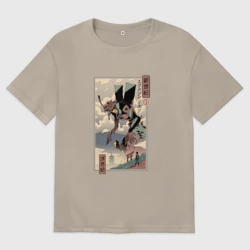 Мужская футболка хлопок Oversize Евангелион древняя гравюра