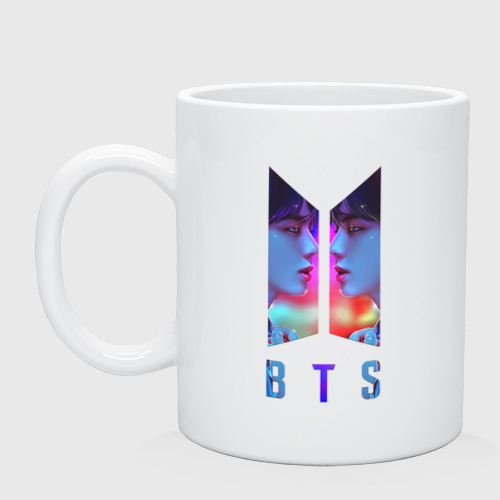 Кружка керамическая logo BTS, цвет белый