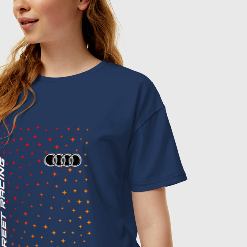 Женская футболка хлопок Oversize Audi - Racing, цвет темно-синий - фото 3