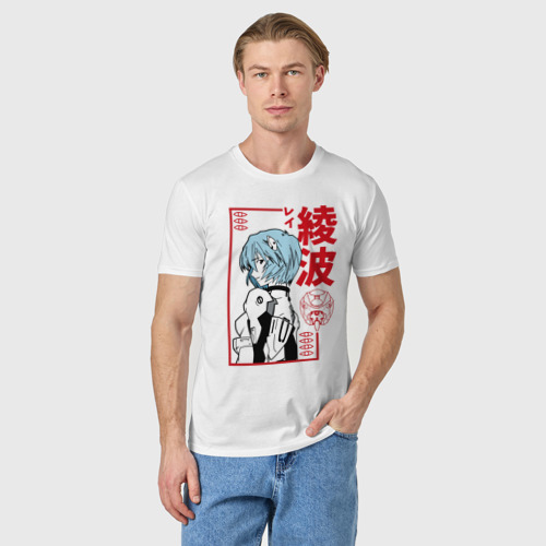 Мужская футболка хлопок Рей Аянами EVA-00, цвет белый - фото 3