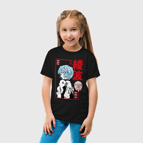 Детская футболка хлопок Рей Аянами EVA-00, цвет черный - фото 5