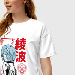 Женская футболка хлопок Oversize Рей Аянами EVA-00 - фото 2