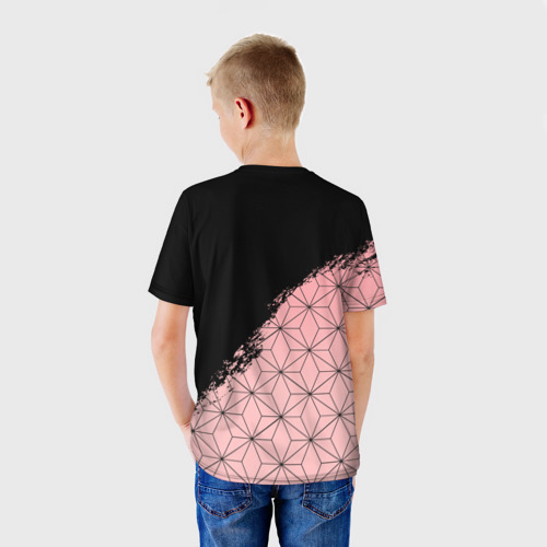Детская футболка 3D с принтом КОСТЮМ НЕЗУКО / КЛИНОК РАССЕКАЮЩИЙ ДЕМОНОВ, вид сзади #2