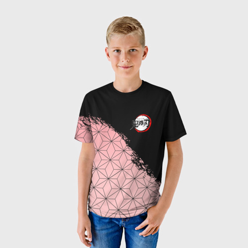 Детская футболка 3D с принтом КОСТЮМ НЕЗУКО / КЛИНОК РАССЕКАЮЩИЙ ДЕМОНОВ, фото на моделе #1