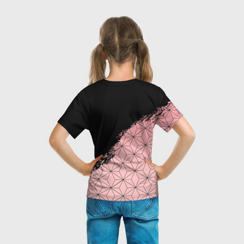 Детская футболка 3D с принтом КОСТЮМ НЕЗУКО / КЛИНОК РАССЕКАЮЩИЙ ДЕМОНОВ, вид сзади #2