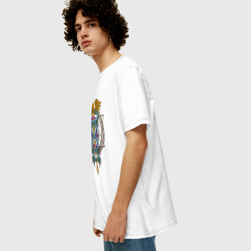 Мужская футболка хлопок Oversize Кадуцей, цвет белый - фото 5