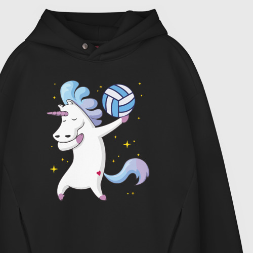 Мужское худи Oversize хлопок Unicorn Volleyball, цвет черный - фото 4