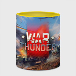Кружка с принтом War thunder Вар Тандер для любого человека, вид спереди №4. Цвет основы: белый + желтый