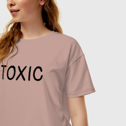 Женская футболка хлопок Oversize Токсик, цвет пыльно-розовый - фото 3
