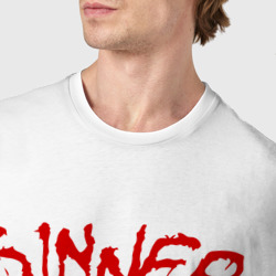 Футболка с принтом Far Cry 5 sinner грешник для мужчины, вид на модели спереди №4. Цвет основы: белый