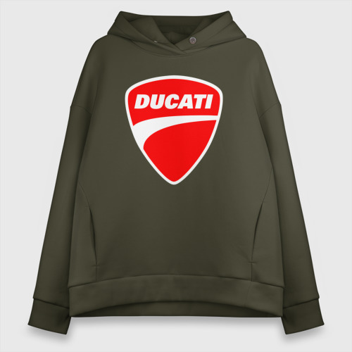 Женское худи Oversize хлопок Ducati Дукати эмблема, цвет хаки