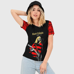 Женская футболка 3D Slim Курт Кобейн Нирвана лого +спина - фото 2