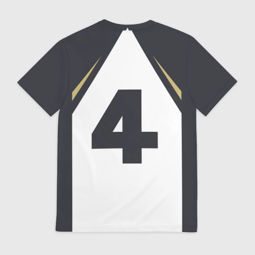 Мужская футболка 3D с принтом Бокуто 4 форма Фукуродани, вид сзади #1