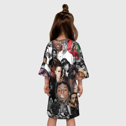 Детское платье 3D с принтом Короли Рэпа | KING RAP, вид сзади #2