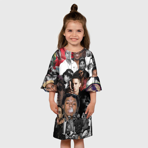 Детское платье 3D с принтом Короли Рэпа | KING RAP, вид сбоку #3
