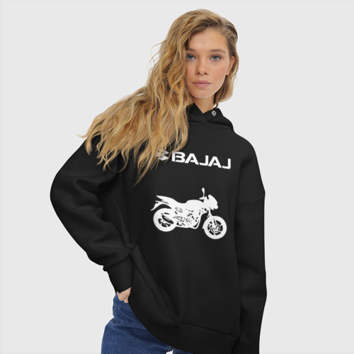 Женское худи Oversize хлопок Bajaj Баджадж motosport, цвет черный - фото 4